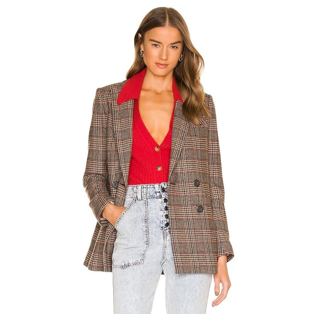 Veronica Beard Oria Dickey Blazer Checkered Plaid Jacket Wool Coat Size 6